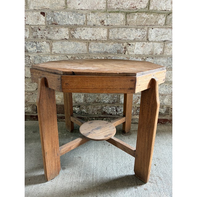1960s Octagon Shaped Wooden Side Table, Belgium For Sale In New York - Image 6 of 16