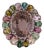 Victorian Inspired 128.4 Ct Ruby & Amethyst Cocktail Ring With Multicolor Tourmaline, Size 4 For Sale