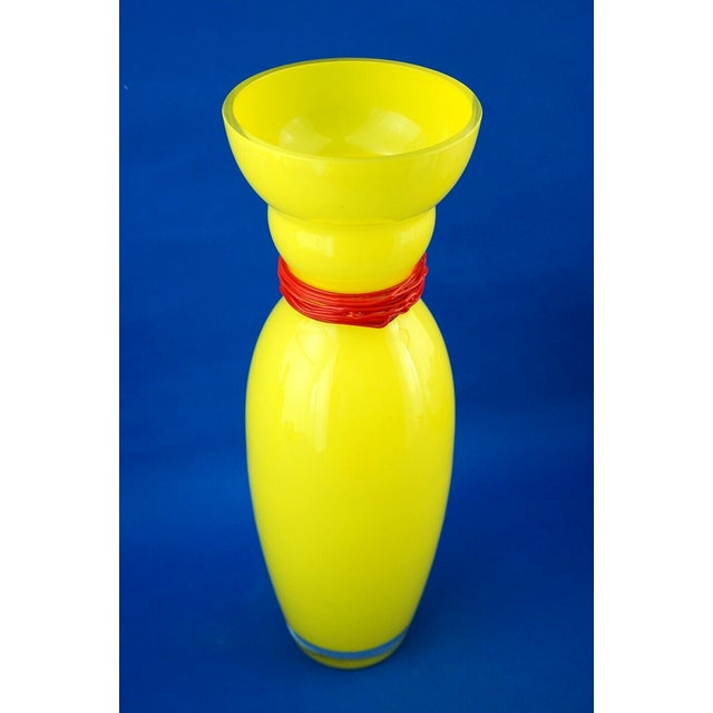 Glass 20th Century Large Yellow Glass Vase by Periev R. Pint, Barovier and Toso Collection, Czechoslovakia, 1980s For Sale - Image 7 of 18