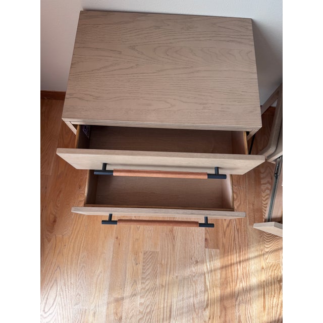 Pair of Four Hands Rosedale Nightstands in Yucca Oak With Leather Accents – Excellent Condition For Sale - Image 11 of 11