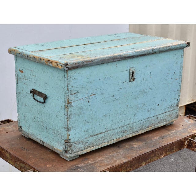 Painted Pine Trunk or Blanket Chest, Hungary, C. 1870 For Sale - Image 4 of 12