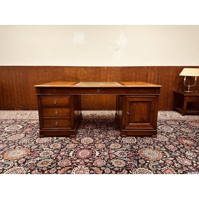 Italian Desk in Leather For Sale - Image 3 of 18