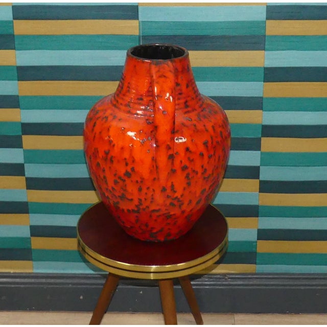 Mid-Century Modern Red Orange Glazed Model 426-35 Bulbous Floor Vase, West Germany, 1970s For Sale - Image 3 of 9