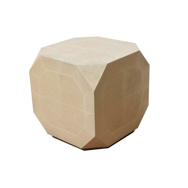 Wood Vintage Ron Seff Shagreen and Bone Dice Side or End Tables Pair of Restored For Sale - Image 7 of 13