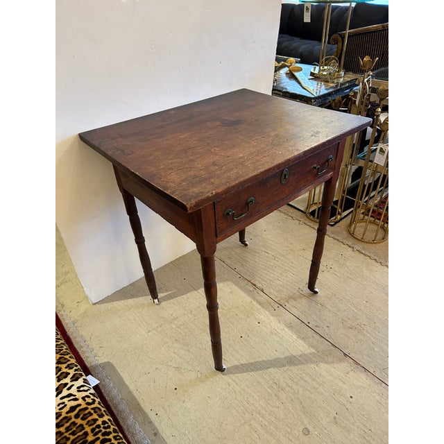 Antique Rustic Side Table With Single Drawer For Sale - Image 11 of 14