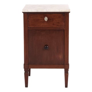 Mahogany Bedside Table with Marble Top, 1930s For Sale