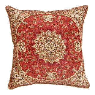 Pasargad DC Red Diamond Silk Termeh Pillow For Sale