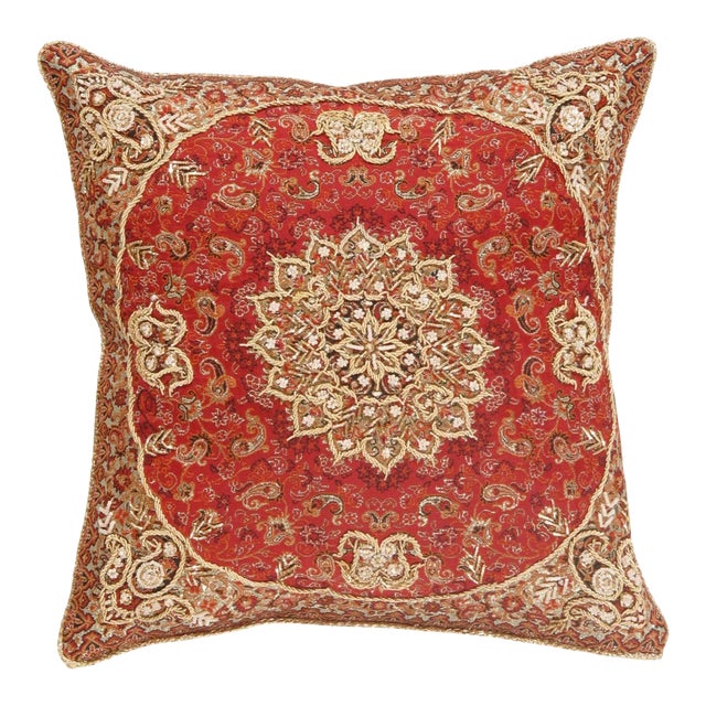 Pasargad DC Red Diamond Silk Termeh Pillow For Sale