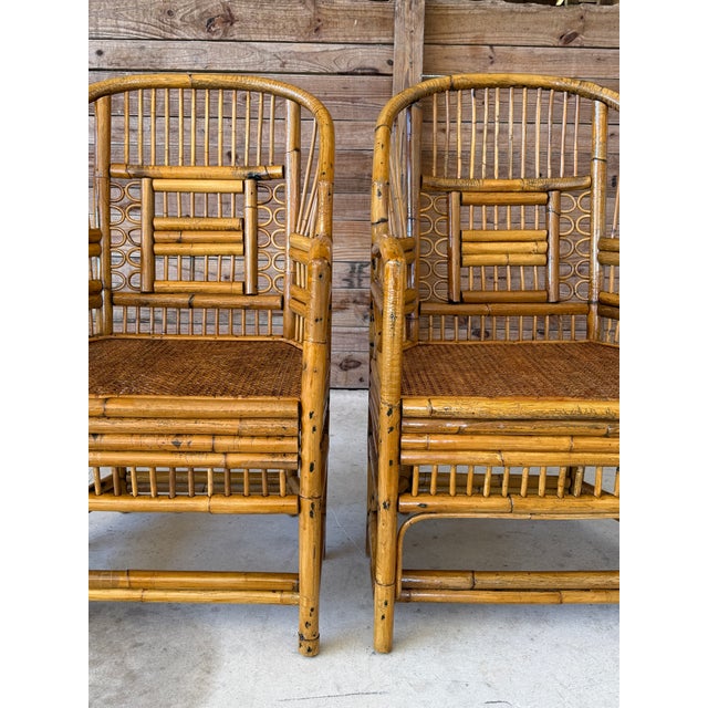 Wood Mid-20th Century Restored Brighton Pavilion–Style Rattan Cane Chairs-Pair For Sale - Image 7 of 12