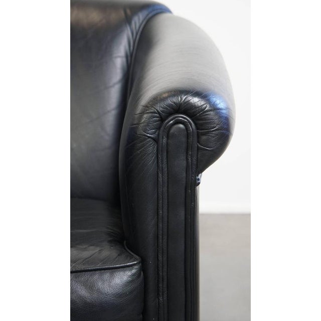 Set of English Black Cowhide Club Chairs For Sale - Image 11 of 14