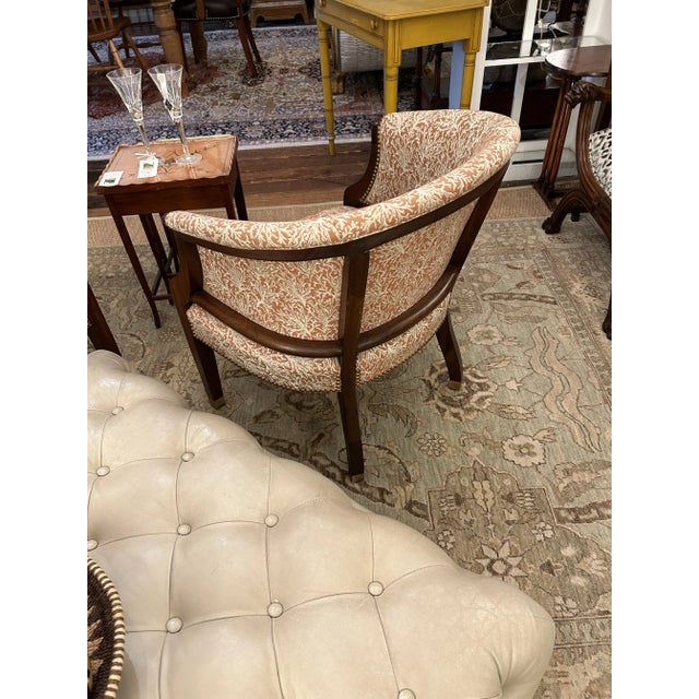 Wood Upholstered & Mahogany Club Chairs- a Pair For Sale - Image 7 of 12