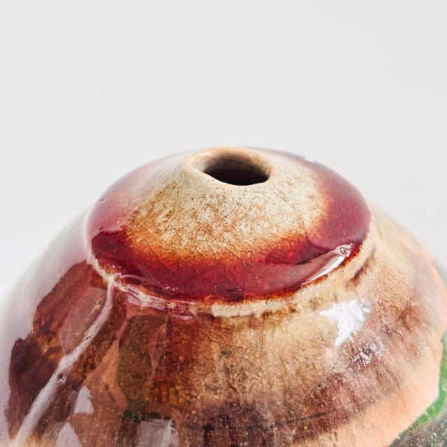 Late 20th Century Raku Pottery Bud Vase For Sale - Image 5 of 9