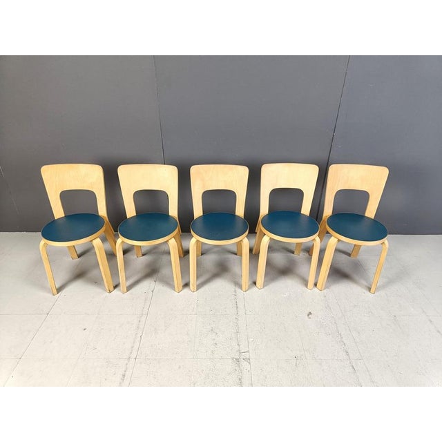 Model 66 Dining Chairs attributed to Alvar Aalto for Artek, 1960s, Set of 5 For Sale - Image 11 of 17