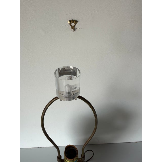 1980s Vintage Italian Ceramic Fish Table Lamp With Lucite Base For Sale - Image 10 of 12