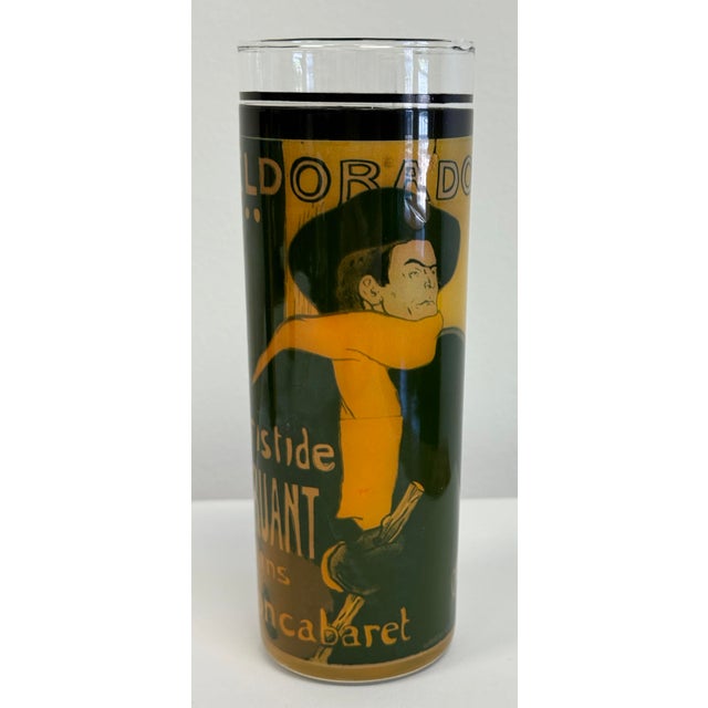 Black Vintage Moulin Rouge Cabaret Mid-Century High Ball Glasses, Set of 8 For Sale - Image 8 of 11
