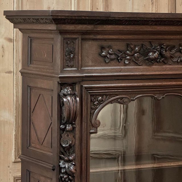 19th Century French Renaissance Revival Oak Vitrine ~ Bookcase For Sale In Dallas - Image 6 of 18