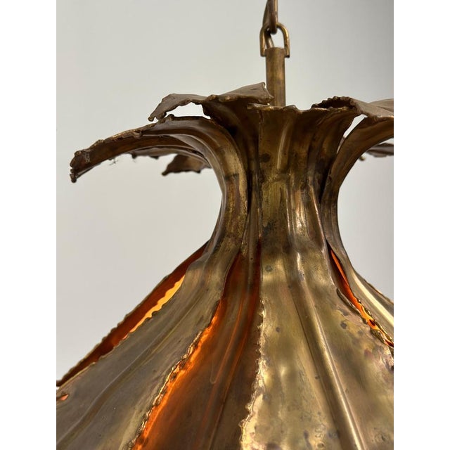 Brutalist Brutalist Brass Hanging Lamp attributed to Sven Aage Jensen for Holm Sørensen, 1960s For Sale - Image 3 of 14