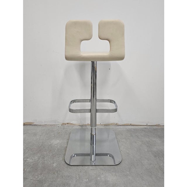 Beige Postmodern Alo Bar Stool in Leather attributed to Massimo Iosa Ghini for Poltrona Frau, 1990s For Sale - Image 8 of 14