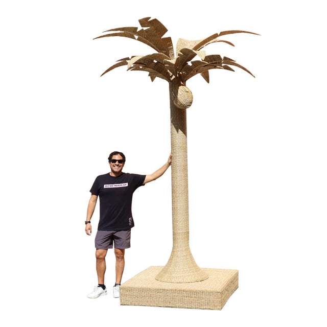 Life Size Wicker Palm Tree Sculpture by F.S. Henemader For Sale - Image 10 of 10