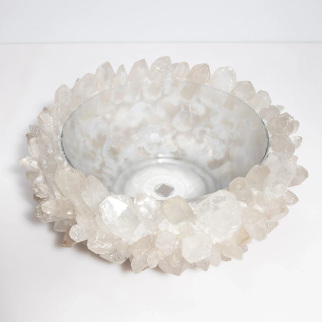Modern Classic Large Bowl in Clear Quartz For Sale - Image 3 of 8
