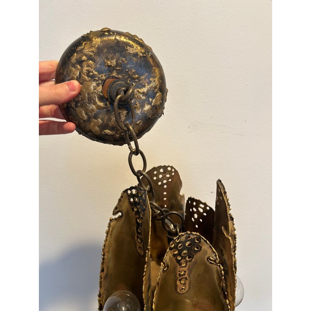 Vintage Brutalist Brass Chandelier For Sale - Image 10 of 12