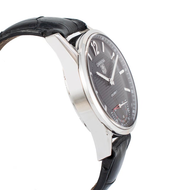 Modern Tag Heuer Carrera 43mm wv3010.eb0025 Black Dial Steel Manual Wind Watch For Sale - Image 3 of 9