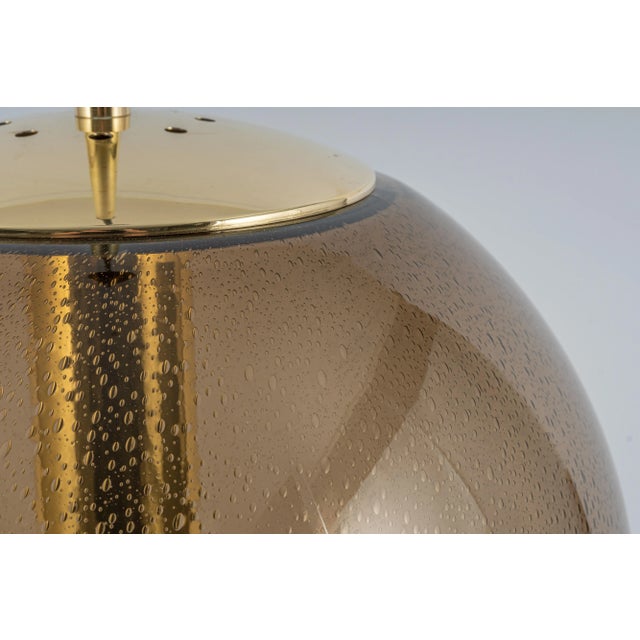 1970s Large Limburg Brass with Smoked Glass Ball Pendant, Germany, 1970s For Sale - Image 5 of 13