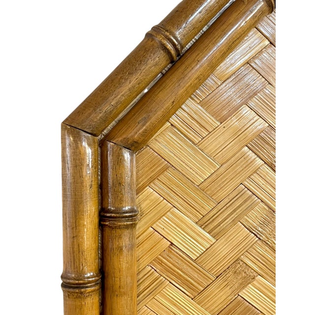 Vintage Bamboo Rattan Octagonal Shape Mirror Coastal Boho For Sale - Image 4 of 10