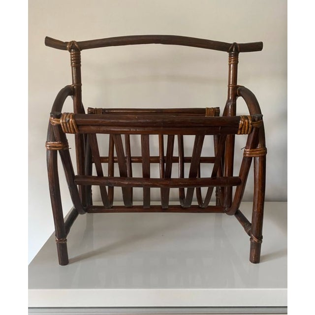 Magazine Rack in Bent Rattan and Bamboo, France, 1970 For Sale - Image 10 of 11
