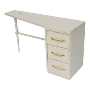 1950s Celadon Lacquered Wood & Brass Ribbon Handle Desk Attributed to Tommi Parzinger