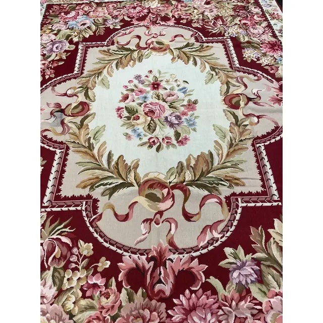 Handwoven Needlepoint French Style Rug 8'0" X 10'0" For Sale In Dallas - Image 6 of 7