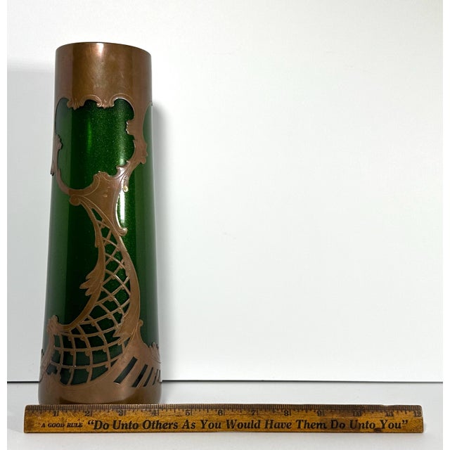 Loetz Green Aventurine Art Glass Vase: Copper Overlay, c. 1900 For Sale - Image 10 of 10