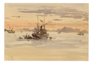 Conrad H.R. Carelli, Sunset, Ana Sagar Lake, Ajmer, India, 1908, Watercolour