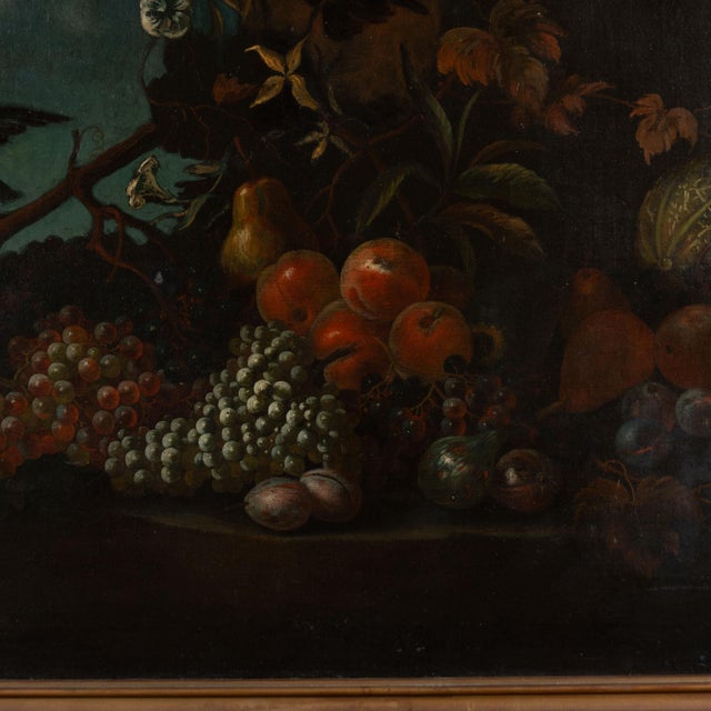 Early 19th Century 19th Century Italian Still Life Oil on Canvas Painting With Fruits and Bird For Sale - Image 5 of 9