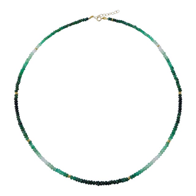 Emerald Ombre Gold Station Necklace For Sale