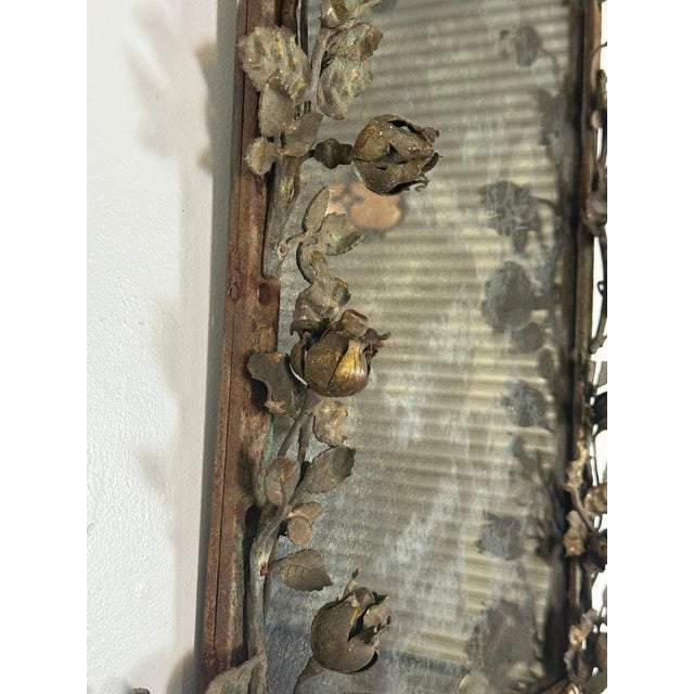 Antique Mid-Century Wrought Iron Mirror With Floral Motif For Sale - Image 15 of 16
