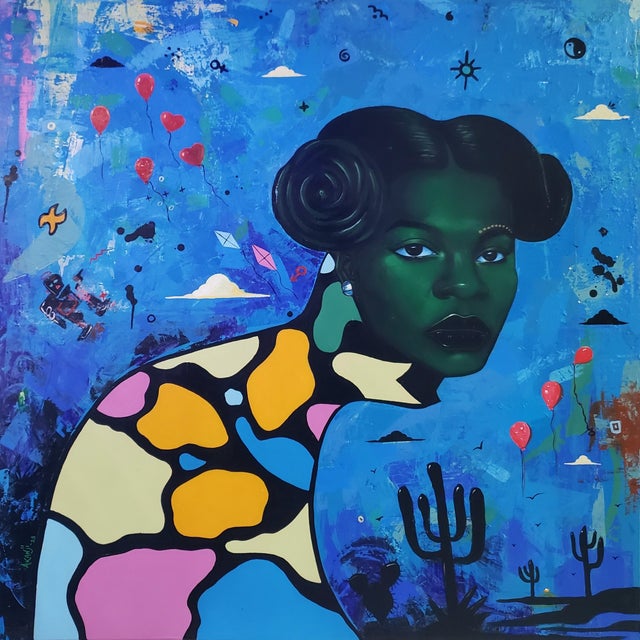 Oreke Akanji Bolaji, Surrealism, Unique, Contemporary, Modern, Painting by (2023) Acrylic on Canvas For Sale