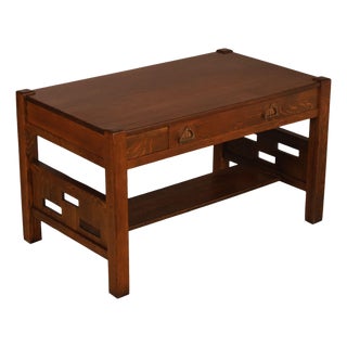 Antique Arts & Crafts Library Table Writing Desk For Sale
