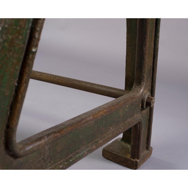 Dining Table With Industrial Iron Base Original Paint And New Glass Top