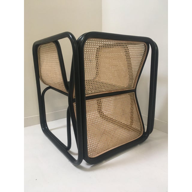 Mid-Century Modern Large Rattan Armchair with Cane Back and Seat For Sale - Image 3 of 16