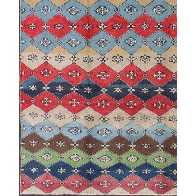 Mid-Century Modern Vintage Colorful Mid-Century Modern Turkish Rug For Sale - Image 3 of 11