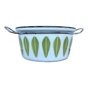 Mid 20th Century Cathrineholm Green Lotus Enamel Pot