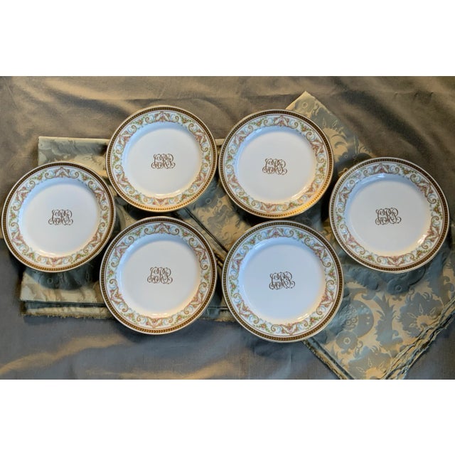 French Porcelain Dinner Plates - Hand Painted Set of 6 For Sale - Image 10 of 10