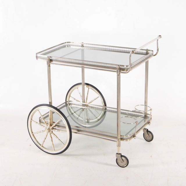 Silver-Plated Metal Serving Cart, 1970s For Sale - Image 10 of 18