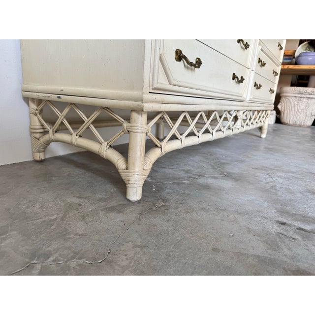 Vintage Ficks Reed Rattan and Faux Bamboo Eight Drawer Dresser/Sold For Sale - Image 10 of 12