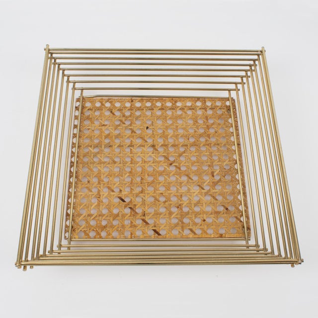 Wood Italian Lucite, Rattan and Brass Barware Serving Tray, circa 1970 For Sale - Image 7 of 10