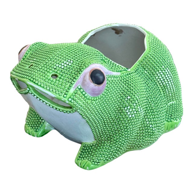 Antique Large Chinese Green Frog Planter/Cachepot For Sale