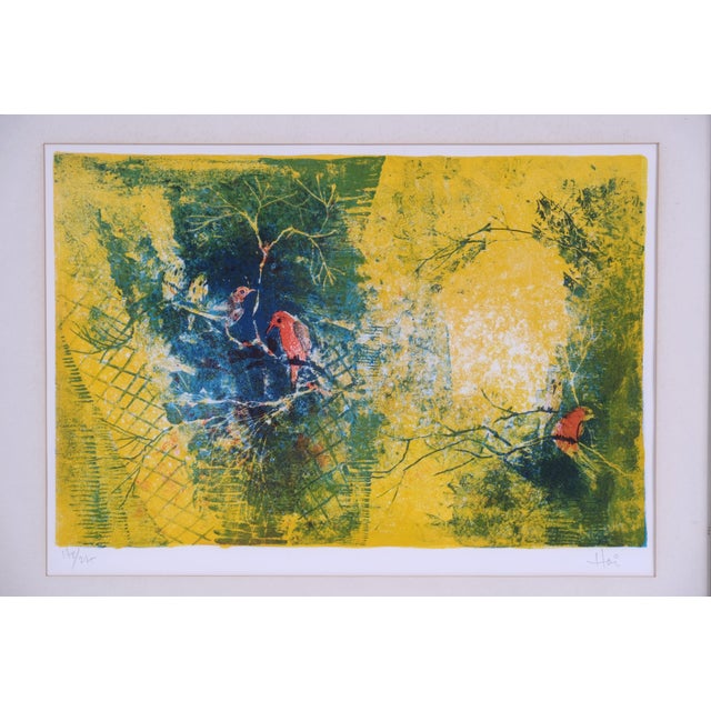 Excellent Condition overall Hoi Lebadang "Red Birds" Artist Hand Signed & Numbered Limited Edition 178/275 Framed & Matted...