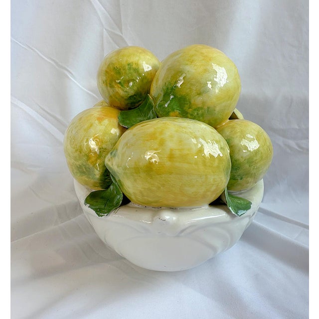 Ceramic 1970's Italian Majolica Trompe l'Oeil Lemon Basket For Sale - Image 7 of 8