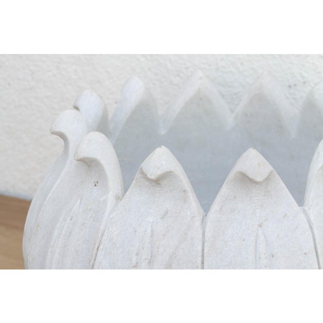 Contemporary 18" Dm Monumental Lotus Flower Marble Planter For Sale - Image 3 of 8